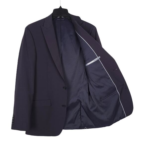 Bar III Men's Slim-Fit Stretch Wool Suit Jacket Dark Burgundy Purple 36S NWT - Picture 2 of 7